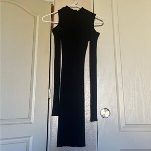 Black Body Con Cold Shoulder Mini Dress